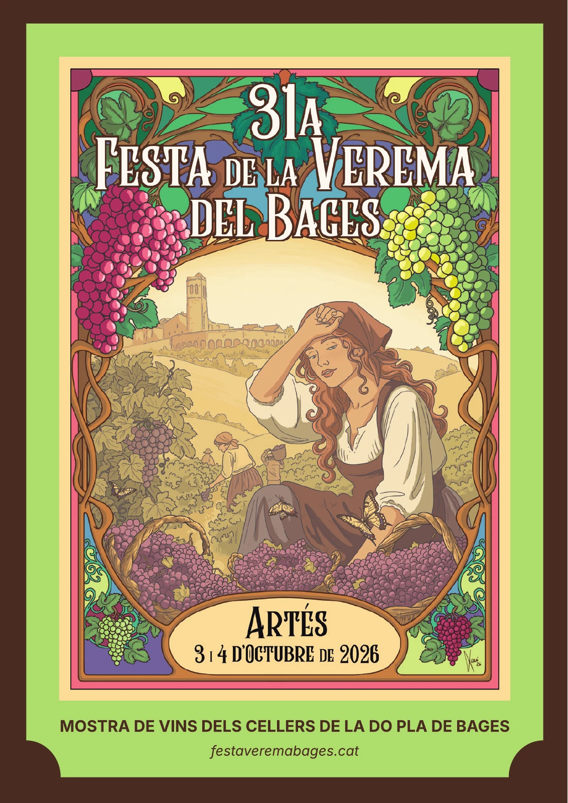 Portada oficial de la Festa de la Verema del Bages 2026, con una ilustración de la vendimia y las fechas 3 y 4 de octubre