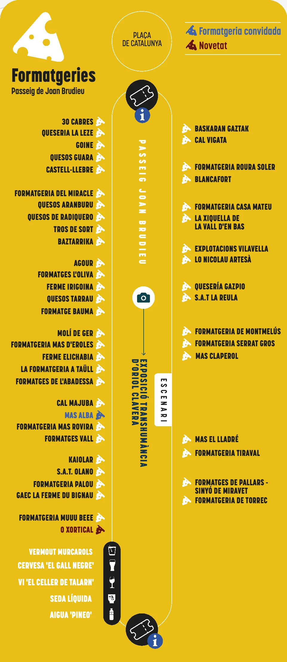 Plano oficial de la Fira de Sant Ermengol 2026 centrado en el sector de queserías y bebidas del Passeig de Joan Brudieu