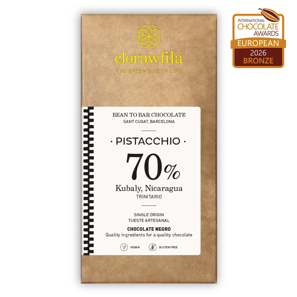 Chocolate con pistachos y sal de Clorawfila (Chocolate Bean to Bar)